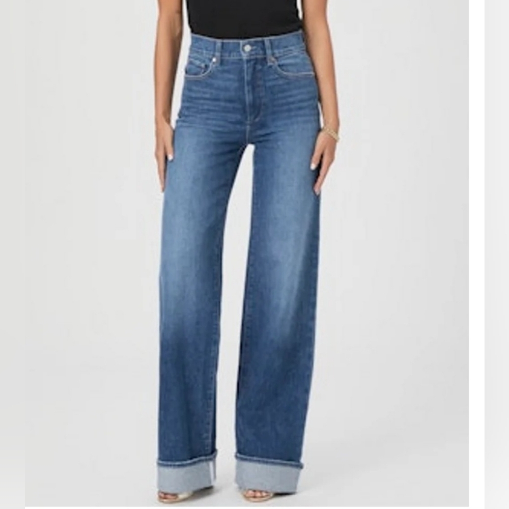 PAIGE Sasha Wide Leg Stefania Distressed Cuff Size 28